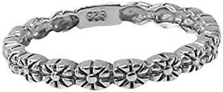 Sterling Silver Daisy Stacking 2mm Band Ring in Sizes G-Z (U)
