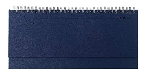 Tisch-Querkalender Balacron blau 2020 - mit Registerschnitt - Tischkalender - Bürokalender (29,7 x 13,5) - verlängerte Rückwand - 1 Woche 2 Seiten