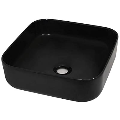 vidaXL Lavabo Carré Céramique Noir 38x38x13,5 cm Vasque Salle de Bain Toilette