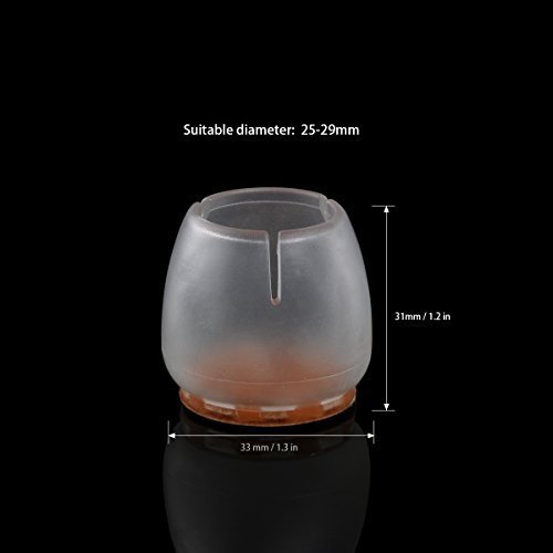 tankerstreet Kunststoff Stuhl Tisch Bein Bodenschoner Gummi rund für Eßzimmer Tisch, Holz Kunststoff Bodenschoner Matte Pads transparent für Stuhl Tisch 25–29 mm, Möbel Tisch Bein Bodenschutz Tassen Kappen transparent, 8 Stück - 2