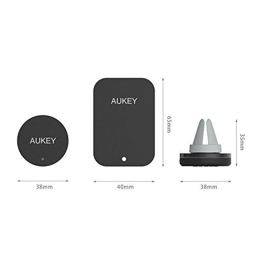 AUKEY Soporte M  vil Coche Magn  tico Universal  2 Pack  para Rejillas del Aire Soporte Smartphone Coche para iPhone 7 6s 6 5s 5  Samsung Galaxy Note 8 S6 Note 4  LG G3 y Dispositivo GPS - Gris
