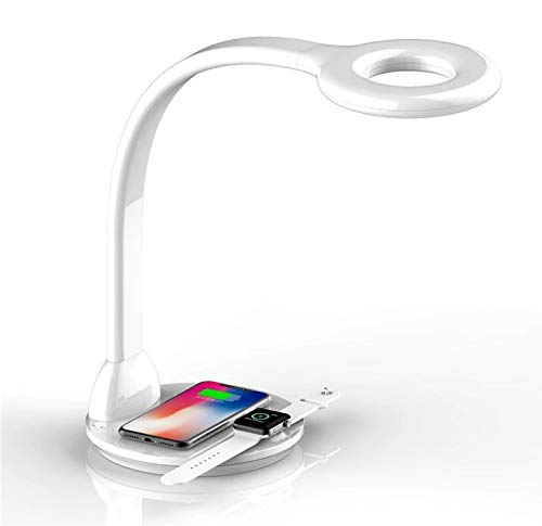 Preisvergleich Produktbild Wireless Light LED-Schreibtischlampe mit drahtlosem Ladegerät Zeitgesteuertes optisches drahtloses Aufladen mit 10 Tönen 10W