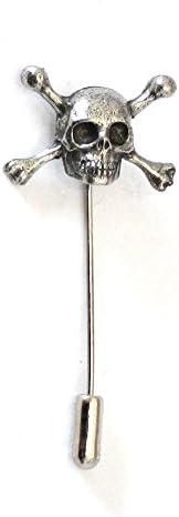 HoardersworldHoardersworld Skull and Cross Bones Lapel Stick Pin in Fine English Pewter, Handmade, cravat