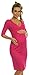 Happy Mama. Women's Maternity Jersey Baby Shower Dress. V-Neck 3/4 Sleeves. 001p (Fuchsia, 10)