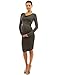 PattyBoutik Mama Cowl Neck Ruched Stretch Maternity Dress (Dark Olive Green 14)