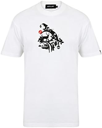 Applied Clothing Mens White T-Shirt - MAGIC TEE Design - Funny Cool Funky Printed Loose Fit Surf Skate SnowBoard Streetwear Style RingSpun Fair trade Cotton Slogan Illustration Screen Printed