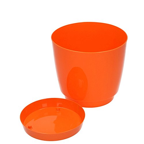 Blumentopf Coubi Ø 21 cm 4,2 L mit Untersetzer glänzend creme aus Kunststoff - 3