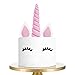 Produktbild Cake Topper Rosa Einhorn Kuchendeko für Geburtstag Hochzeit Party Niedlich kuchendekoration, Ohren und Wimpern Kuchen Torte Deko(6 Stück)