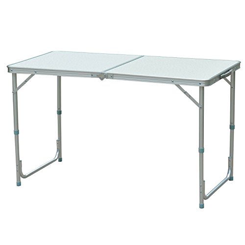 Preisvergleich Produktbild Outsunny Camping- / Klapp- / Picknick- / Koffer- / Esstisch Aluminium höhenverstellbar, weiß