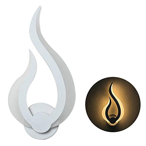 Led Applique Da Parete Interno, Applique Montate Moderna 10W, 220V, Acrilico, Forma di Fiamma, Lampada da Parete, per Soggiorno Camera da letto Corridoio, W18cm * H30cm?Bianco Caldo?