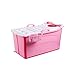 Produktbild LXMFaltende Badewanne, Erwachsene Falten Verdicken Badewanne Nach Hause, Kinder Baby Faltbare Tragbare Badewanne Mit Deckel, Kunststoffwanne Großen Raum, Rosa, Blau (Farbe : Pink)