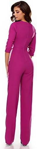 Miss Grey Womens Long Pants Wide Leg Elegant Jumpsuit Romper With Bow Fuchsia Small