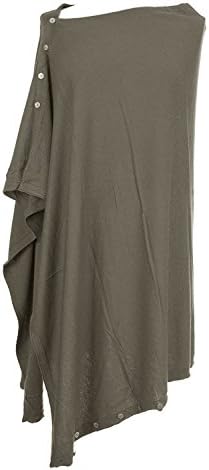 Obbsession Cashmere Poncho Wrap Buttoned Shawls Cardigan Blended Yarns (One Size, Khaki 5 in 1)