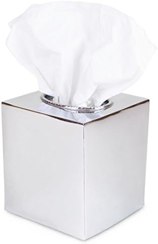 The London Homeware Company Westminster – Simple Polished Metal Cube Tissue Box Cover - Suitable for Home | Hotels | Receptions | Spa | Guesthouses