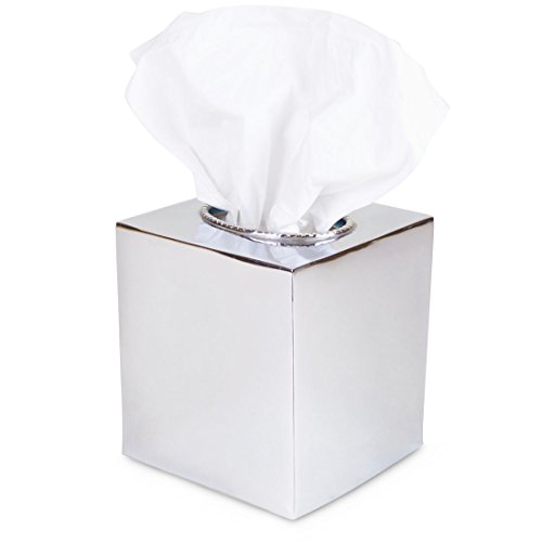 The London Homeware Company Westminster – Simple Polished Metal Cube Tissue Box Cover - Suitable for Home | Hotels | Receptions | Spa | Guesthouses