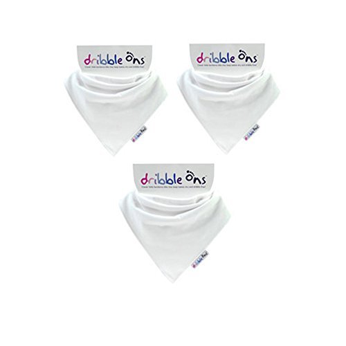 Dribble Ons Bandana Bib - White - ** 3 PACK ** (Gift Wrap Available)