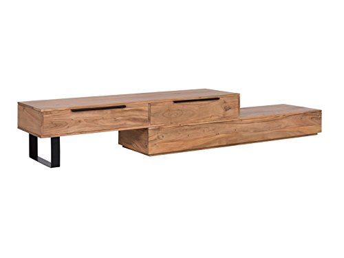Woodkings TV Bank Auckland variabel, Lowboard aus Akazien Holz natur rustic,TV Regal Möbel aus Massivholz und flexibel stellbar, Wohnwand variabel stellbar modern (Metall, 2 Schubkästen)