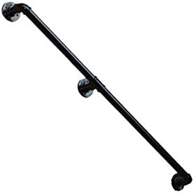 HJHY® Stair handrail, Iron Retro water pipes Multifunction Indoor Outdoor Bar Customizable size Black 50cm, 100cm, 150cm, 200cm Anti-slip antibacterial ( Size : 1m )