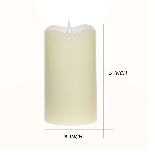 LED Kerzen flammenlose Kerzen mit Romote Control und Timer, simplux fließfähig 3D Fireless Flamme, echtes Wachs, batteriebetrieben, elfenbeinfarben, 7,6 x 12,7 cm (3×5 Zoll), für Hochzeit Party Dekorationen - 9