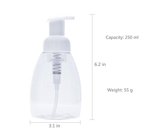 Schäumendes Seifenspender pump-bottles, BPA-frei, für Küche oder Bad Arbeitsplatten und für Hand Soap Gesichtsreinigung Body Wash 250 ml (8,5 oz) – 2 Stück - 2