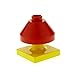 Produktbild 1 x Lego Duplo Möbel Lampe rot gelb 2 x 2 x 1 Schirm klein Licht mit Ständer klein Wohnzimmer Schlafzimmer Puppenhaus DupCone2 4375