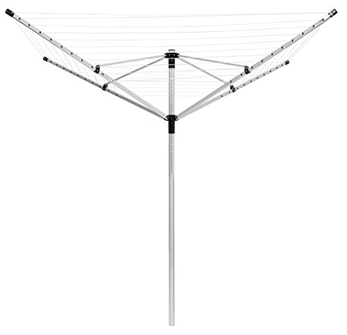 KHP Professional Premium Wäscheschirm für täglichen Gebrauch mit dicker 50m Wäscheleine! Wäschespinne einfach zu öffnen und höhenverstellbar + breiter Abstand der Leinen. Stabiler Wäscheschirm auch bei Wind mit Bodendübel zum Einbetonieren!