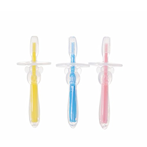 Soft Bristle Silicone Baby Toothbrush Teeth Rubber Massager Brush Baby Healthy Care (Blue)