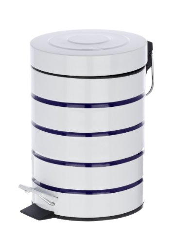 WENKO 21351100 Kosmetik Treteimer Marine Weiß, Fassungsvermögen 3 L, Stahl, 15 x 27 x 15 cm, Weiß