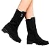 Produktbild TianWlio Stiefel Frauen Herbst Winter Schuhe Stiefeletten Boots Art und Weise Retro Feste Warme Flock Ebene mit Knöchel Schnee Lädt Runde Zehen Schuhe auf Schwarz 35
