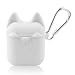Produktbild KOBWA AirPods Schutzhülle Silikon Cover Kabellose Kopfhörer Kratzfeste Schutzhülle Silikon Skin mit Karabiner für AirPods Tragetasche Hülle weiß