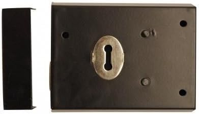 Dzina™ Traditional 100mm x 75mm (5.1/2 x 3 Inch) Rimlock, Surface Mounted Rim Sashlock With Built-In Latch and Key Operated Deadbolt Black, Pack Of 1