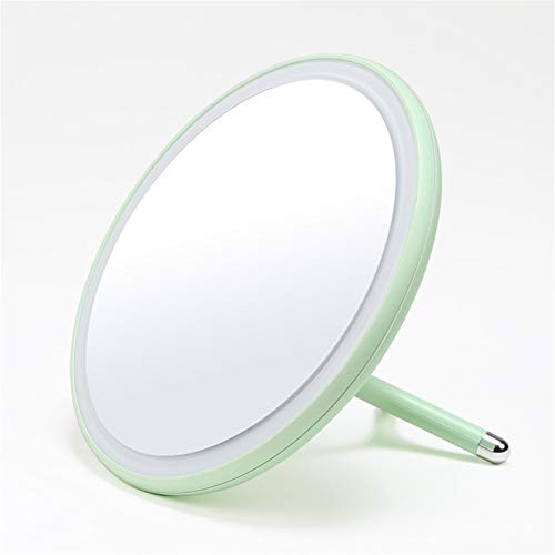 Preisvergleich Produktbild LFLONG Desktop-Kosmetikspiegel, Rasierspiegel für Badezimmer, Induktions-LED, beleuchteter Spiegel, Lumineszenz + Normaler 8-Zoll-Rundkopf, 360 ° Schwenkkopf Design-Chargeable,Green