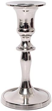 Hosley's Silver Colored Taper Candleholders - 5.3" High. Classic Elegance. Great for Party Favor, Gifts, Weddings O4.