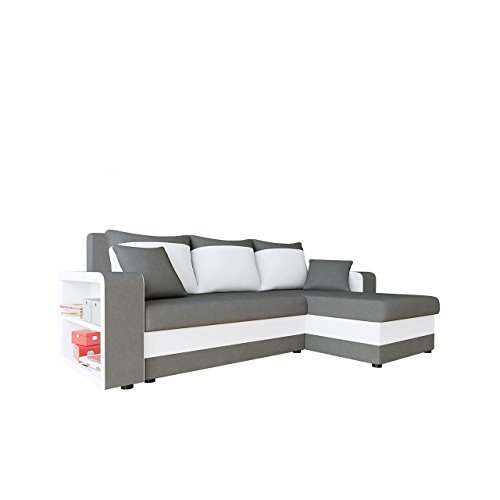 Mirjan24 Ecksofa Fano, Design Eckcouch Couch! mit Zwei Bettkasten, Schlaffunktion, Farbauswahl, Bettfunktion! Wohnlandschaft! L-Form Sofa! Seite Universal! vom Hersteller! (Alova 36 + Soft 017)