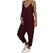 Produktbild Damen Einfarbig Schlinge Jumpsuit Yogogo Ärmellos V-Ausschnitt Overall Hose Sommer Lose Rückenfrei Playsuits Yoga Leggings Lange Strampler Bodysuit Sexy 3/4 Sport Workout Slim Leggins Dünne Sporthose