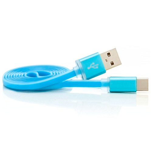 [Saxonia®] 2er Pack – 1m USB-C Kabel ultra flach | Ladekabel u Datenkabel aus Silikon 3.1 auf USB 2.0 Premium Type C High Speed Flat Kabel, Blau - 4