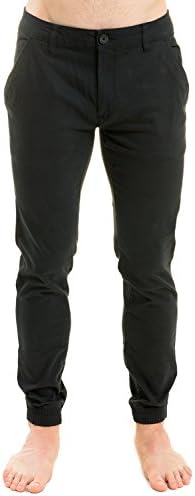 WOLDO Athletic Mens Chino Trousers Jogger Pants Chinos Slim Fit (M, Black)