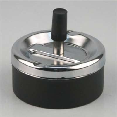 HA Rotary Ashtray Chrome/Black Matt 9 cm, 124 g