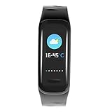L&Jing Fitness Armbanduhr, Schmal Wasserdicht Fitness Tracker Mit Herzfrequenz Schrittzähler Schlafmonitor Und Kalorienzähler, Aktivitätstracker Armband Uhr Für Damen Herren Und Kinder,Black