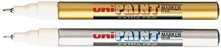 PX Uni-Ball 203, Oil Based, Permanent, Ultra Fine, Color: Silver, Gold, Set of 2