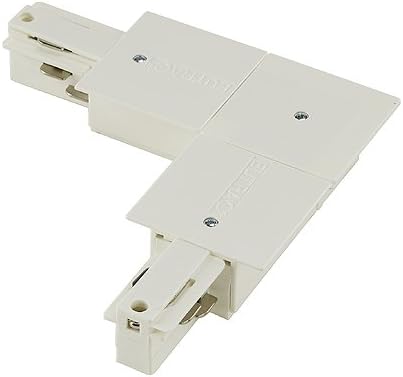 Eutrac L-Connector for 3-Phase mounting Track, White, grounding inboard