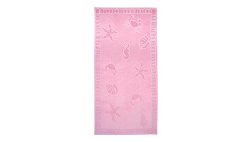 XXL Strandtuch 100x200cm / 100% Baumwolle 380g/m2 / Motiv Muscheln (Rosa)