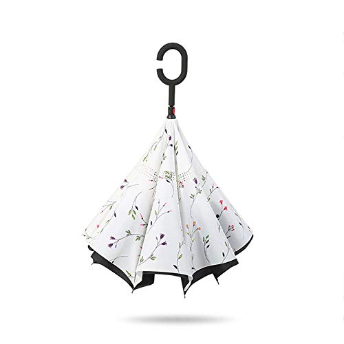 Preisvergleich Produktbild TUANMEIFADONGJI Faltender rückseitiger doppelter umgedrehter wetterfester C-Form-Griff-umgekehrter faltender Regenschirm, Anti-UVwinddichter Regenschirm Kleiner frischer Regenschirm für Auto-Männer