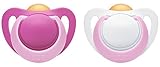 NUK 10173076 Genius Latex-Schnuller, kiefergerechte, Form, zahnfreundlich, BPA frei, Girl, 18-36 Monate, 2 Stück