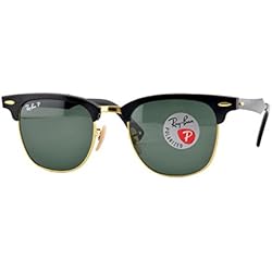 Ray-Ban Clubmaster Aluminum Gafas de sol, Rectangulares, Polarizadas, 49, Black/Arista