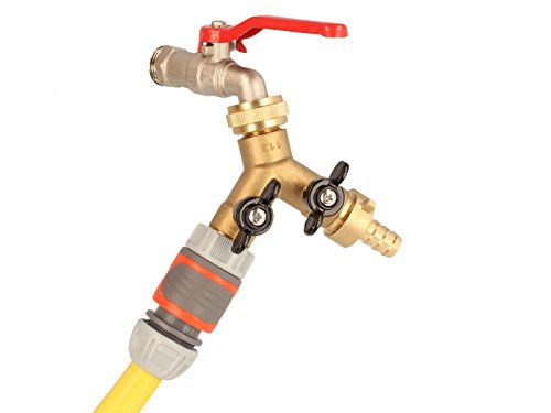 tecuro 2-Wege Y-Verteiler mit Absperrhähnen für Zapfhähne und Ventile - 4