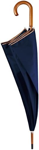 Unisex Kimood Automatic Wooden Shaft J-Handle Umbrella Navy Onesize