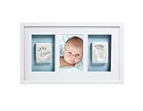 Pearhead Babyprints Handprint and Footprint Deluxe Wall Keepsake Frame (White)
