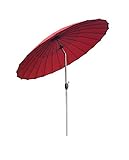 SORARA Parasol Jardin | Rouge | ø 260 cm | Rond Shanghai | Polyester 180 g/m² (UV 50+) | Mécanisme à Manivelle, Fonction d?Inclinaison (Pied excl.)