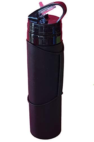 Collapsible Silicone Water sport Bottle 600ml, Foldable Sports Bottle, Ultra-lightweight 158g, Easy Collapsible Silicone Water sport Bottle 600ml, Foldable Sports Bottle, Ultra-lightweight 158g, Easy